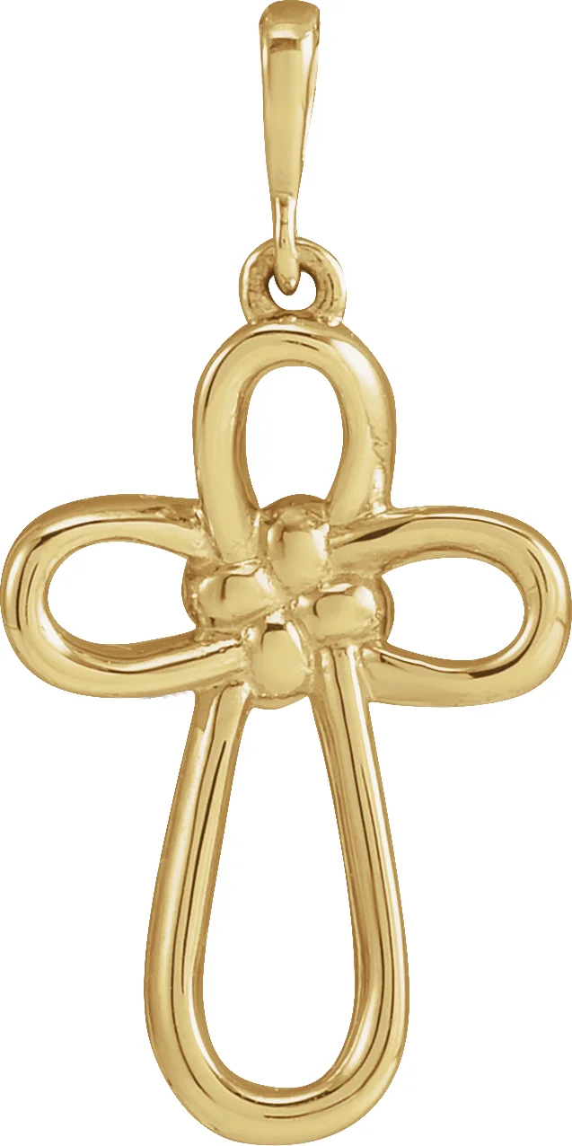 Knotted Cross Necklace or Pendant in 14K Yellow Gold | Haejin Jewelry Brooklyn