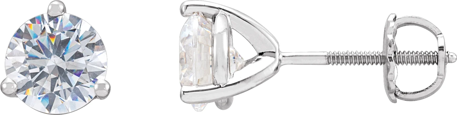 Round 3-Prong Stud Earrings in 14K White Gold | Haejin Jewelry Brooklyn