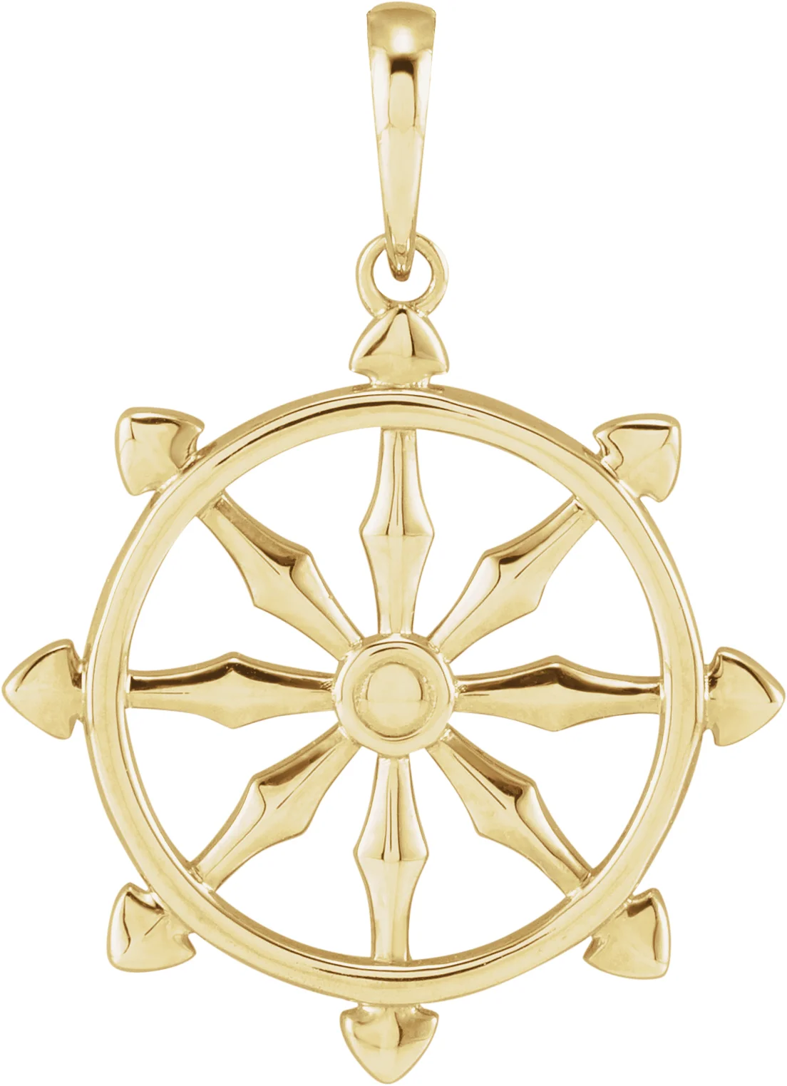 Dharmachakra Wheel Necklace or Pendant in 14K Yellow Gold | Haejin Jewelry Brooklyn
