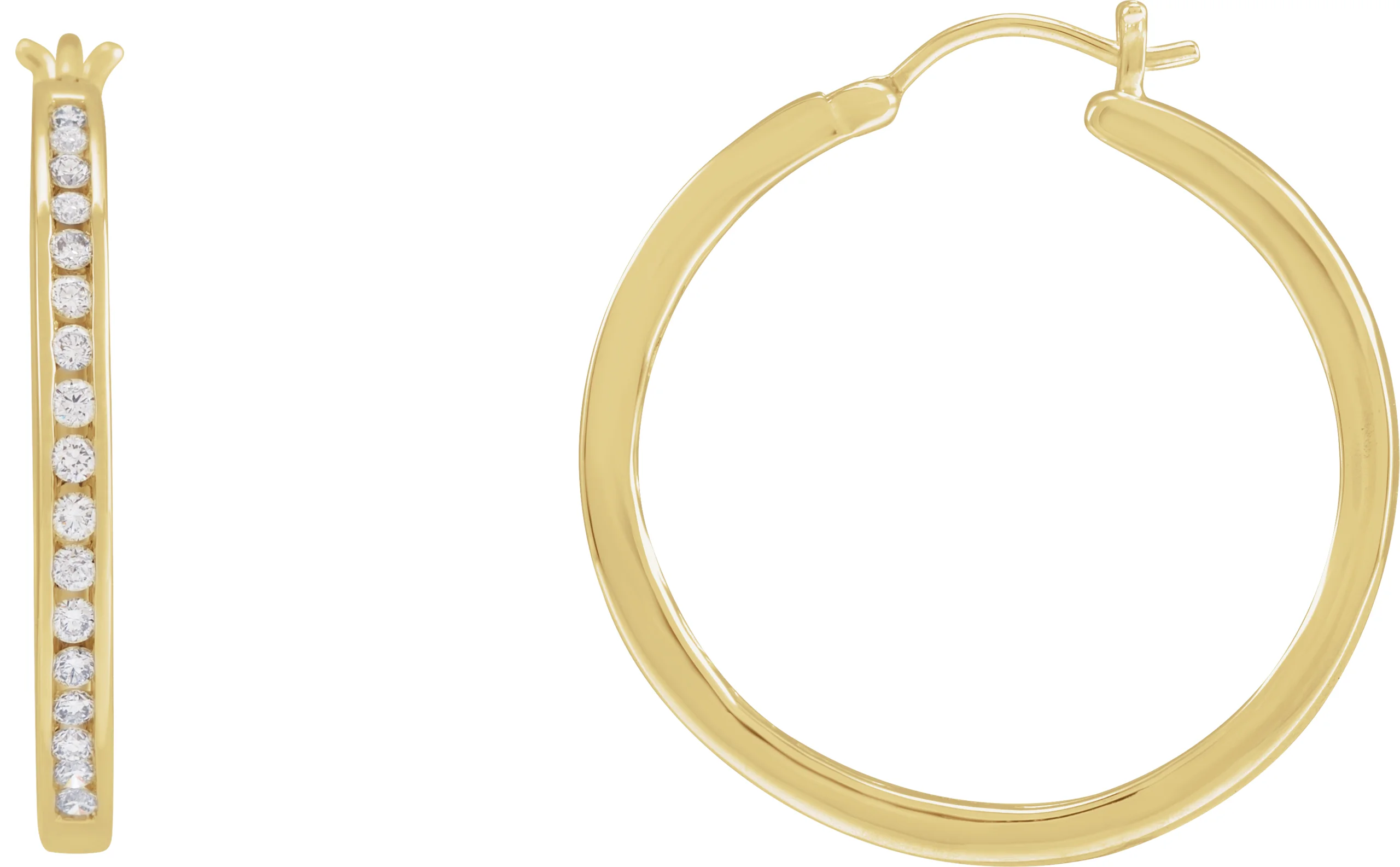 Accented Hoop Earrings in 14K Yellow Gold | Haejin Jewelry Brooklyn