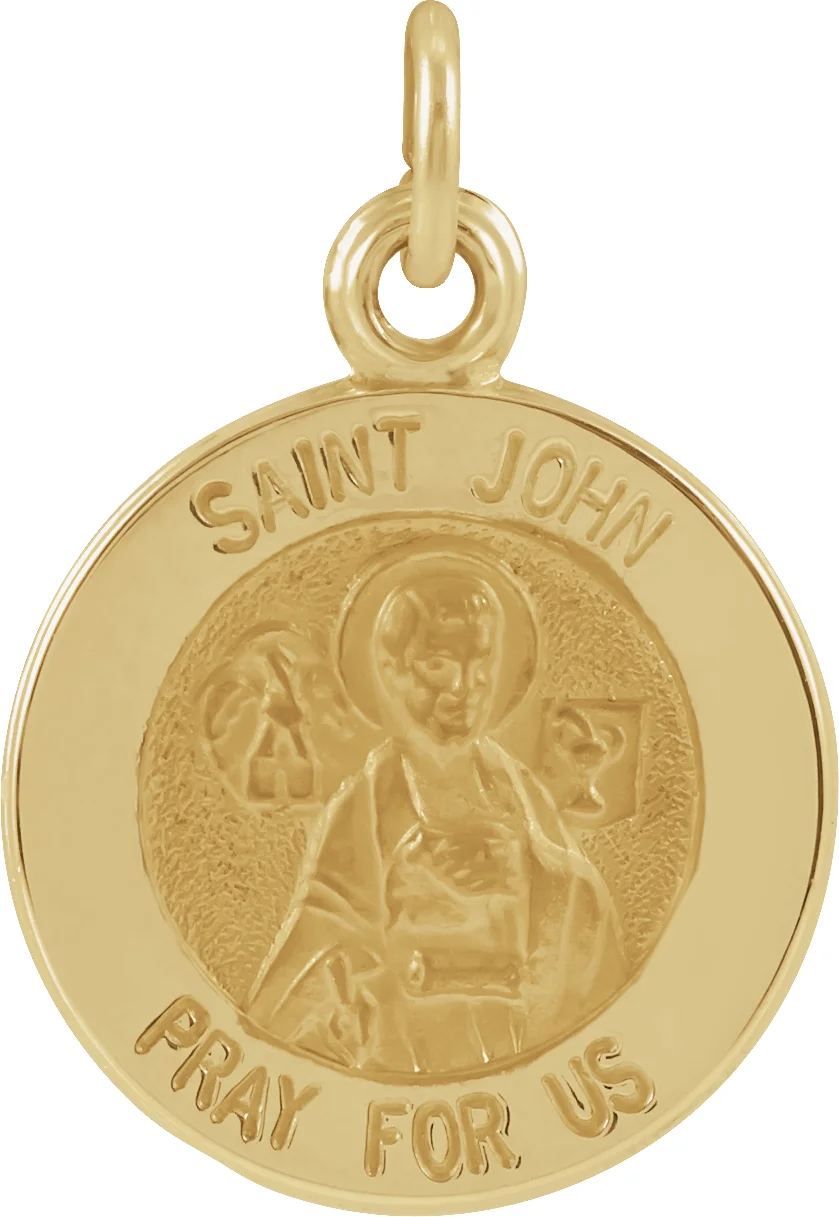 St. John the Evangelist Medal Necklace or Pendant in 14K Yellow Gold | Haejin Jewelry Brooklyn