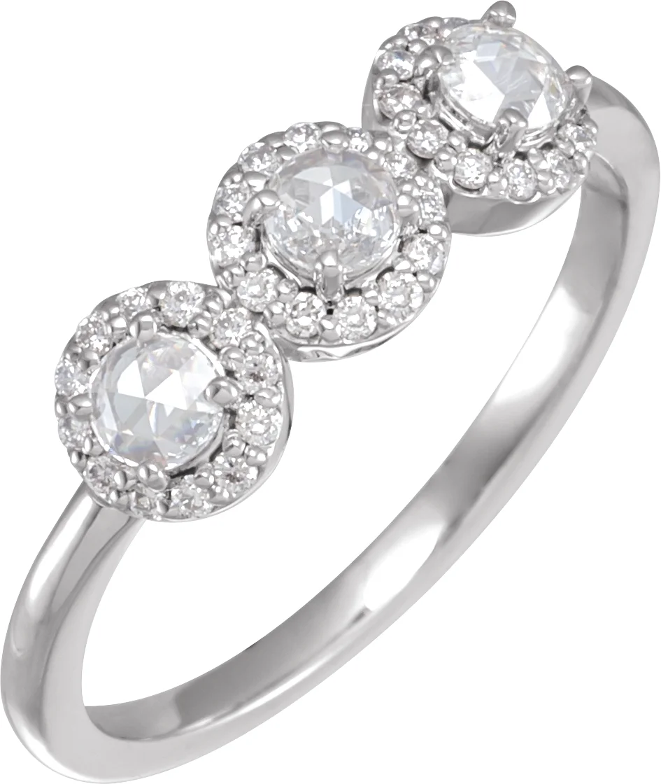 Rose-Cut Three-Stone Anniversary Band engagement ring setting