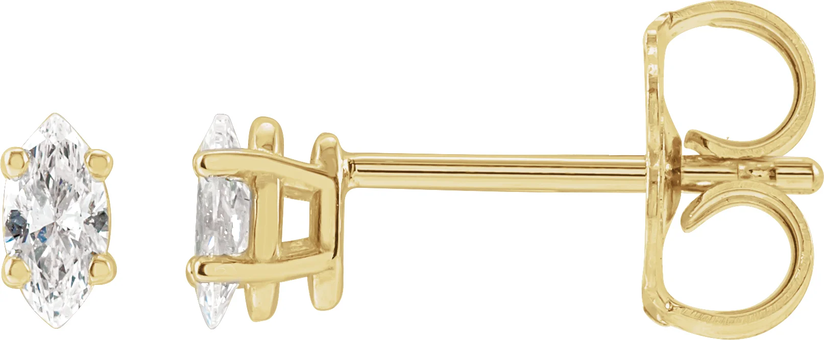 Marquise 4-Prong Lightweight Stud Earrings in 14K Yellow Gold | Haejin Jewelry Brooklyn