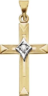 Etched Cross Pendant engagement ring setting
