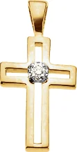 Accented Cross Pendant  in 14K Yellow & White Gold | Haejin Jewelry Brooklyn
