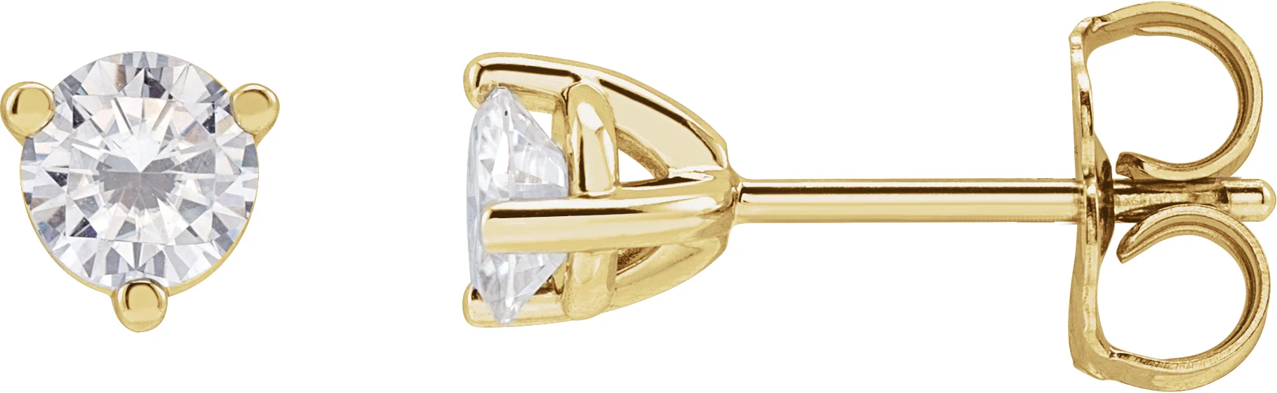 Round 3-Prong Stud Earrings in 14K Yellow Gold | Haejin Jewelry Brooklyn