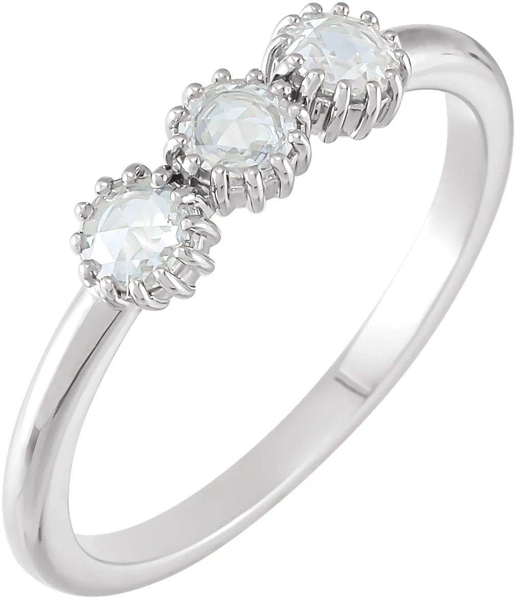 Three-Stone Rose-Cut Anniversary Band engagement ring setting