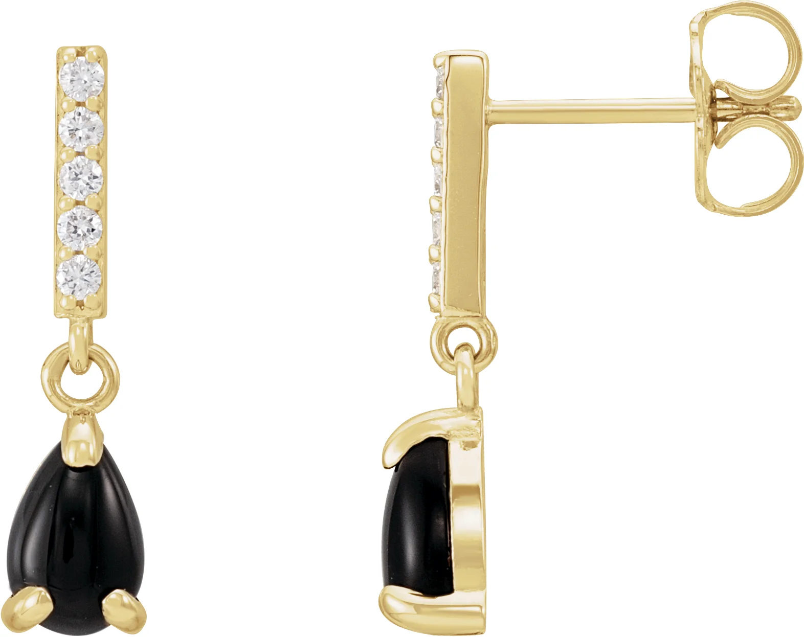 Accented Cabochon Earrings in 14K Yellow Gold | Haejin Jewelry Brooklyn