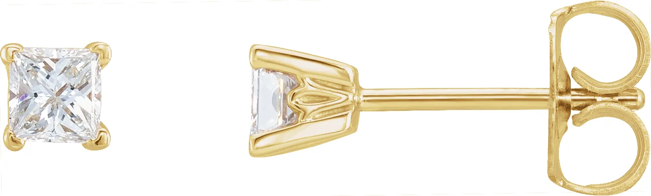 Square 4-Prong V-End Stud Earrings engagement ring setting