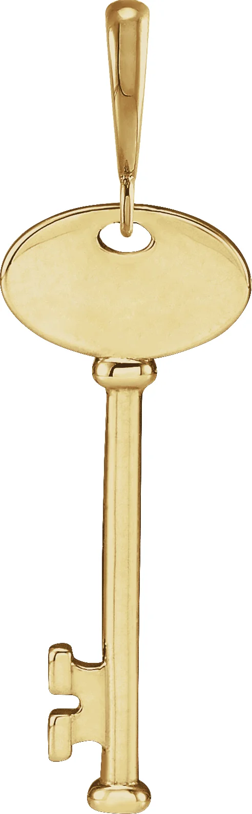 Engravable Key Necklace or Pendant in 14K Yellow Gold | Haejin Jewelry Brooklyn