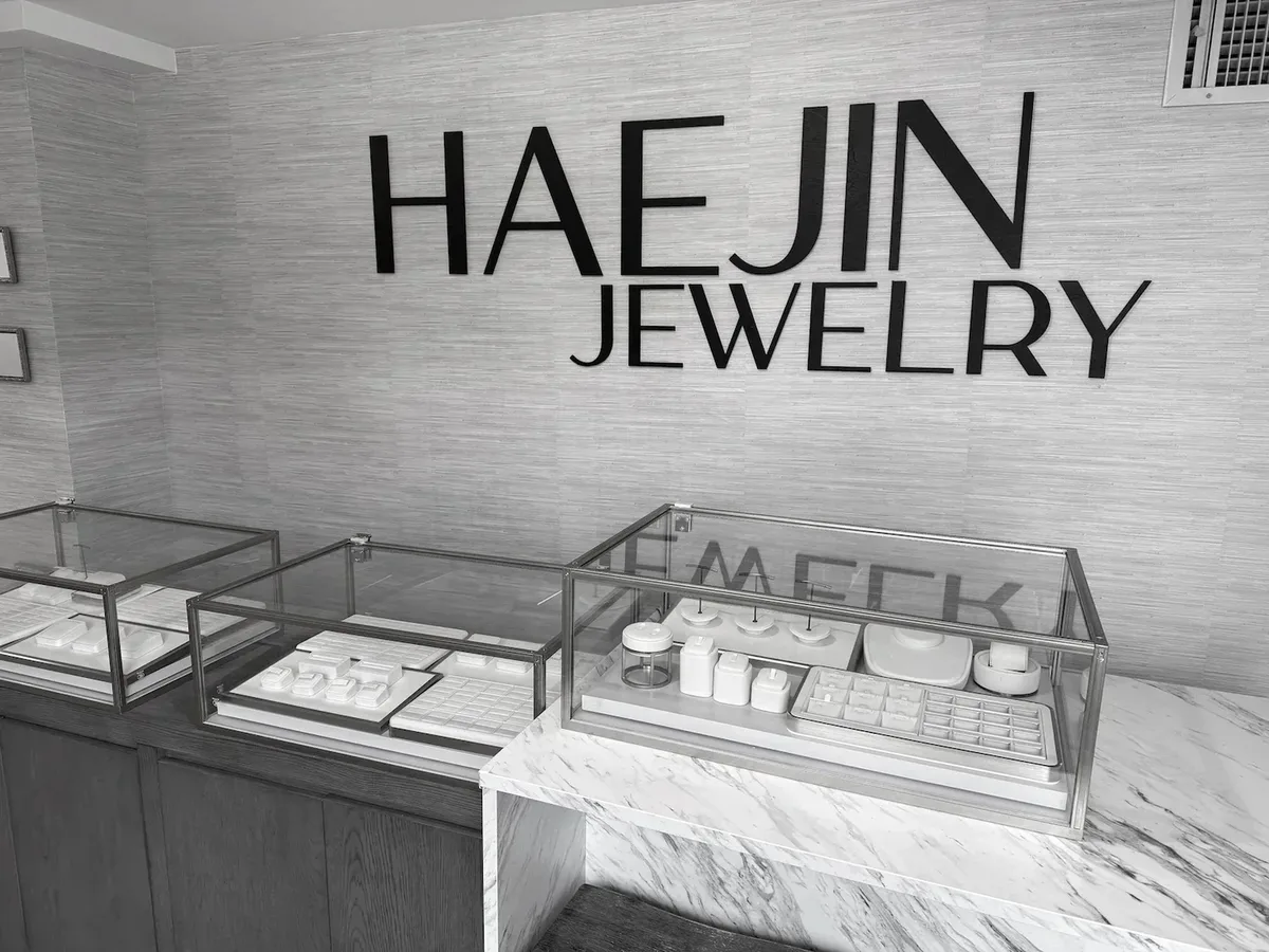 Haejin Jewelry studio interior in Williamsburg Brooklyn, black and white