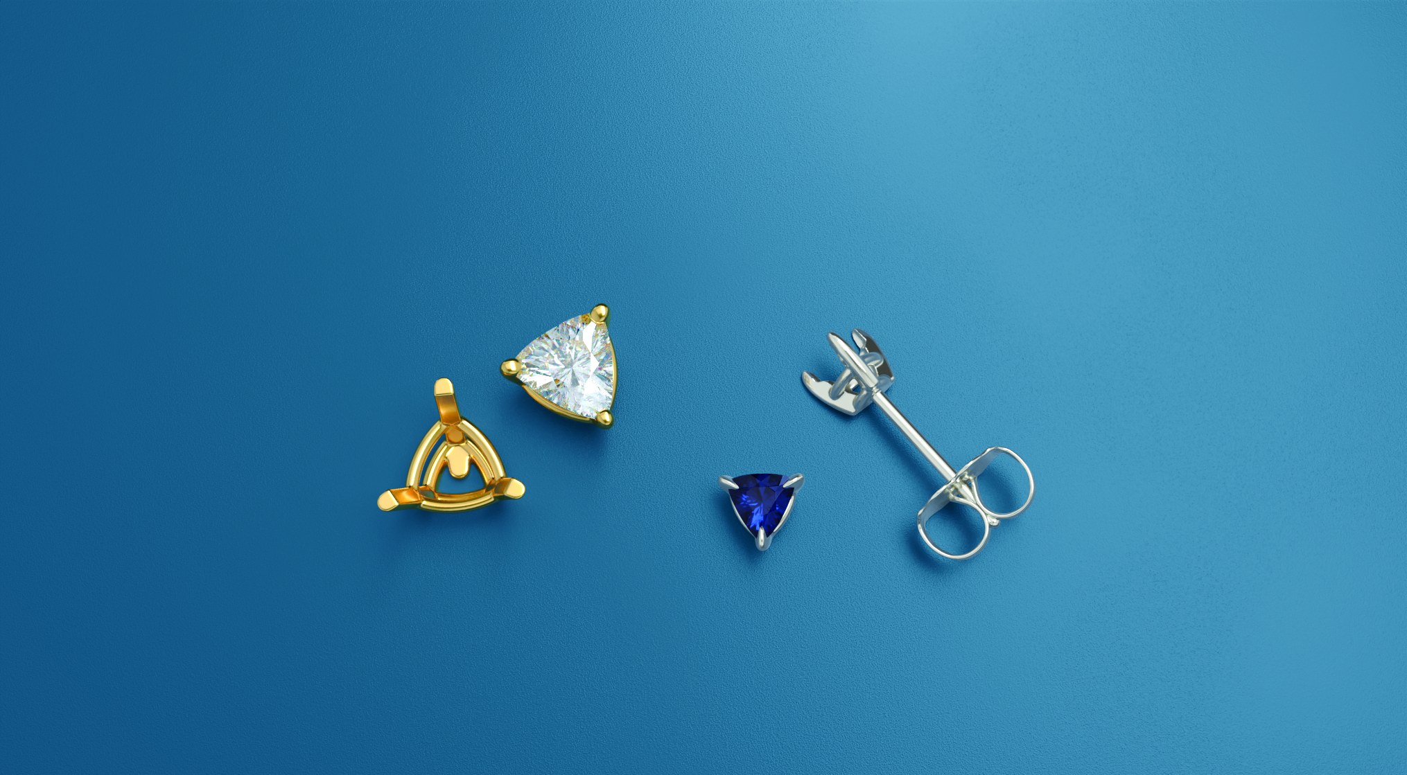 Lab-grown diamond stud earrings in 14K yellow gold and white gold at Haejin Jewelry Brooklyn