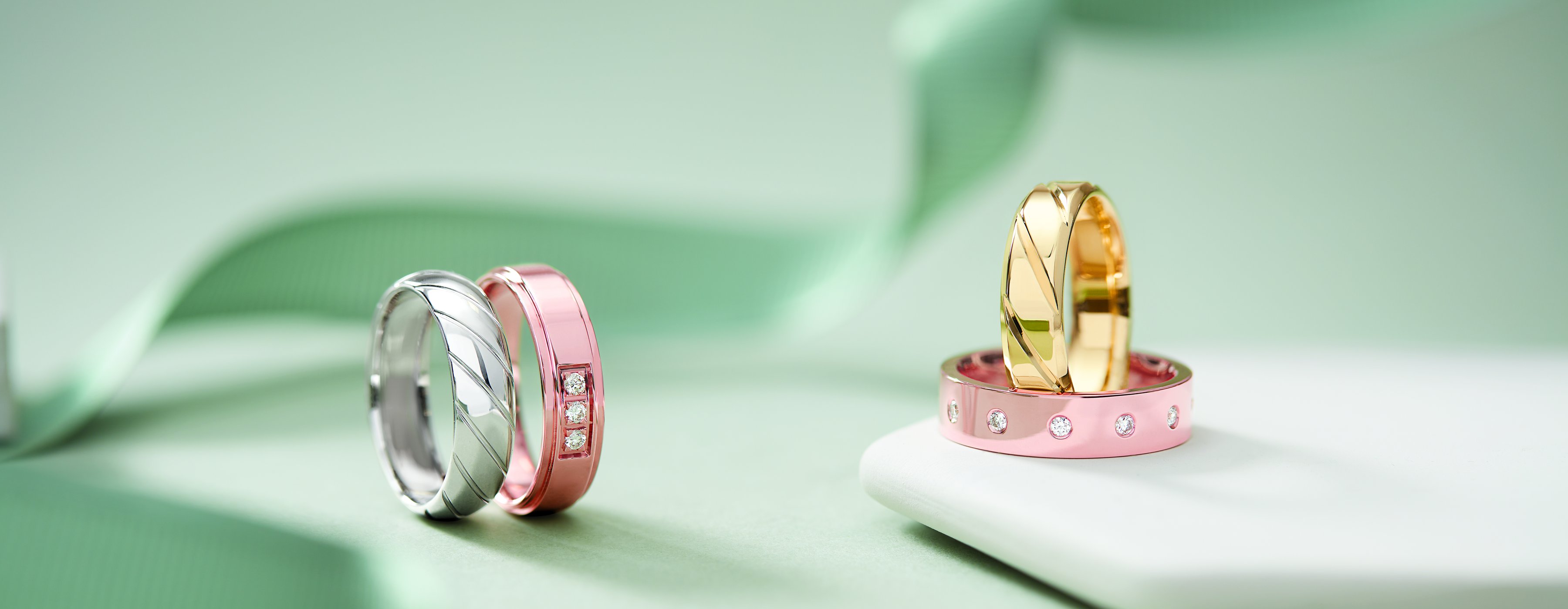 Classic wedding bands in 14K gold and platinum at Haejin Jewelry Brooklyn