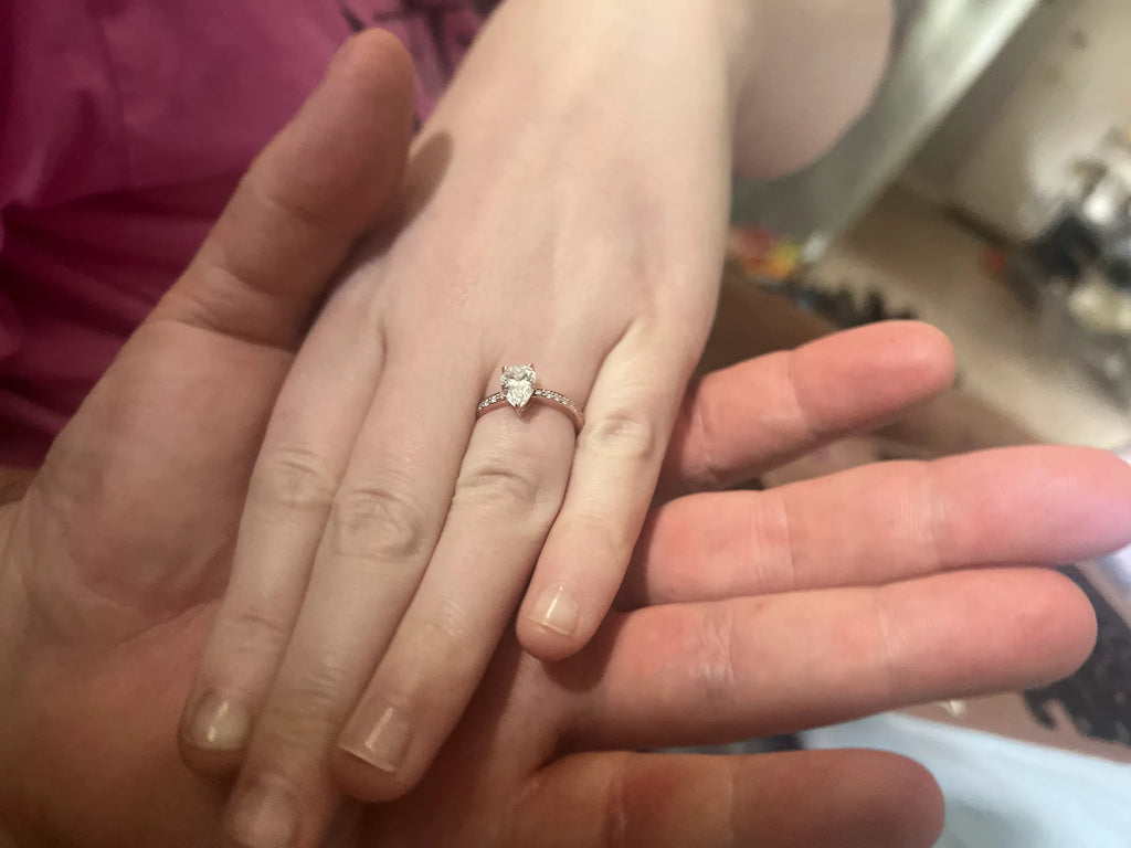 Custom 14K rose gold engagement ring with D color VVS lab-grown diamond designed by Haejin Jewelry Brooklyn