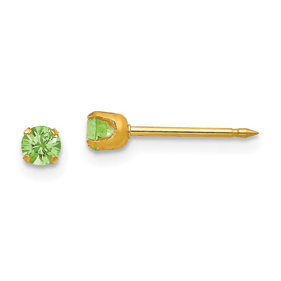 14K 3 mm Crystal Birthstone Post Earrings