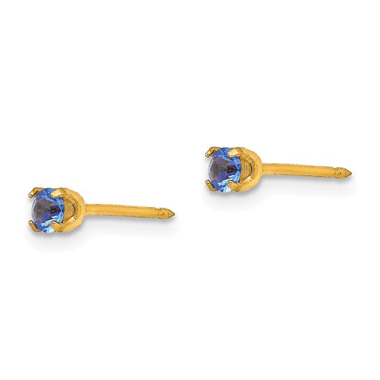 14K 3 mm Crystal Birthstone Post Earrings