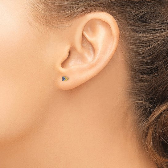 14K 3 mm Crystal Birthstone Post Earrings