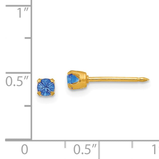 14K 3 mm Crystal Birthstone Post Earrings