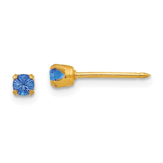 14K 3 mm Crystal Birthstone Post Earrings