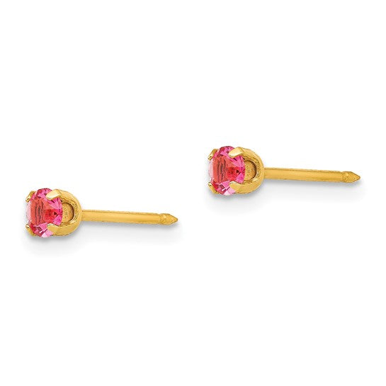 14K 3 mm Crystal Birthstone Post Earrings