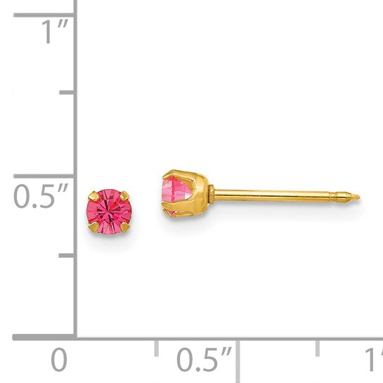 14K 3 mm Crystal Birthstone Post Earrings