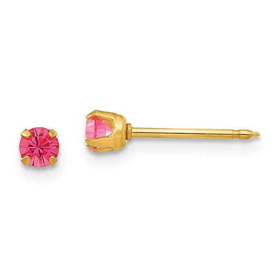 14K 3 mm Crystal Birthstone Post Earrings