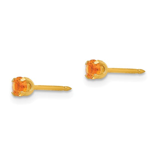 14K 3 mm Crystal Birthstone Post Earrings