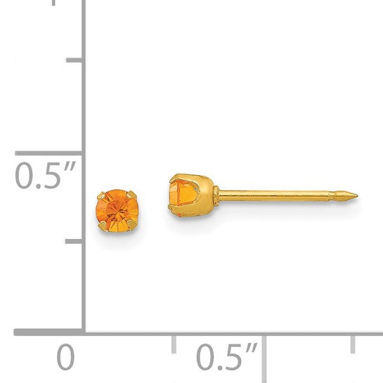 14K 3 mm Crystal Birthstone Post Earrings