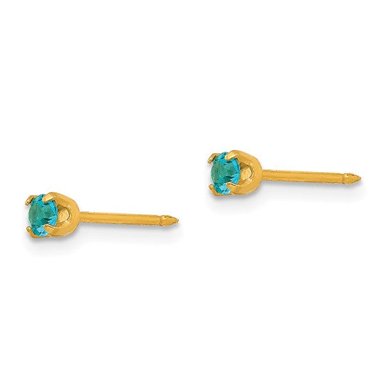 14K 3 mm Crystal Birthstone Post Earrings