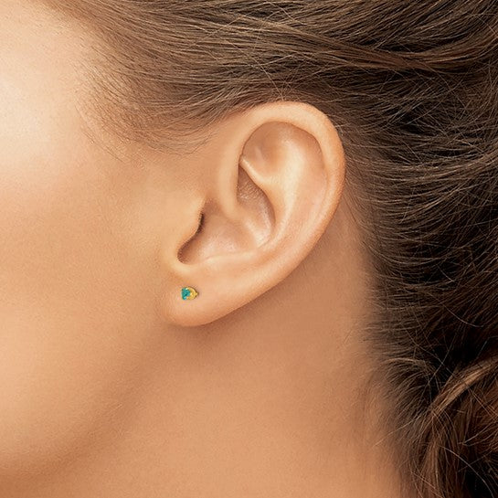 14K 3 mm Crystal Birthstone Post Earrings