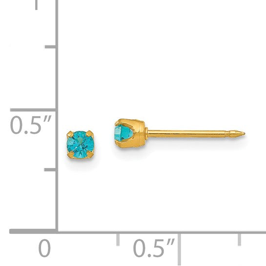 14K 3 mm Crystal Birthstone Post Earrings