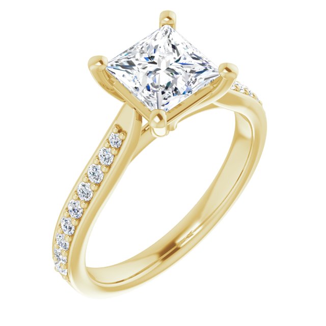 Square Engagement Ring 10K Yellow Square 6 × 6 mm 472484– Haejin Jewelry