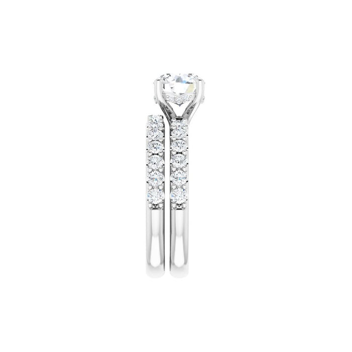14K Accented Hidden Halo-Style White Round Lab-Grown Diamond Semi-Set Engagement Ring