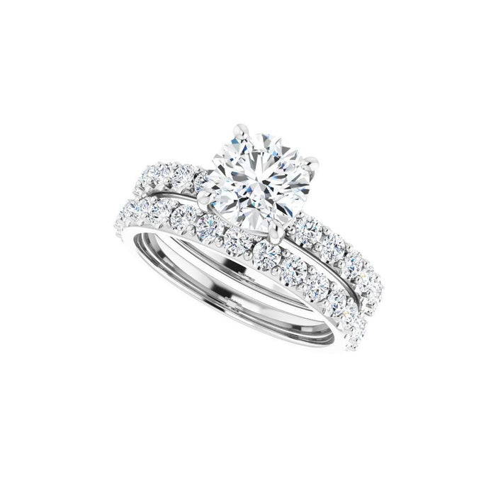 14K Accented Hidden Halo-Style White Round Lab-Grown Diamond Semi-Set Engagement Ring