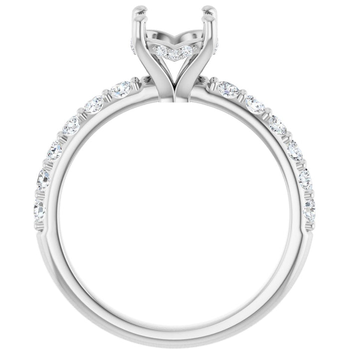 14K Accented Hidden Halo-Style White Round Lab-Grown Diamond Semi-Set Engagement Ring