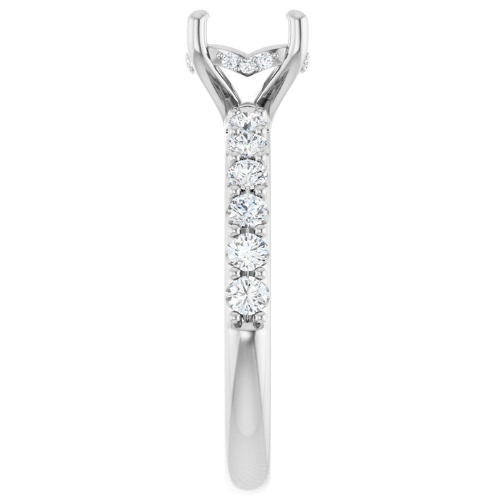 14K Accented Hidden Halo-Style White Round Lab-Grown Diamond Semi-Set Engagement Ring