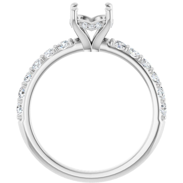 14K Accented Hidden Halo-Style White Round Lab-Grown Diamond Semi-Set Engagement Ring