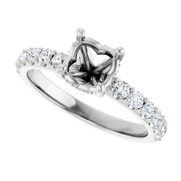14K Accented Hidden Halo-Style White Round Lab-Grown Diamond Semi-Set Engagement Ring