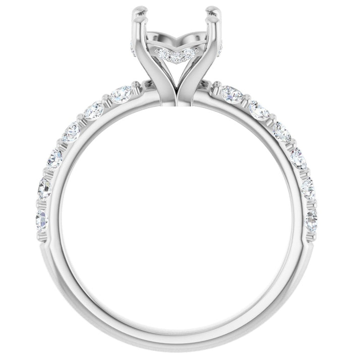 14K Accented Hidden Halo-Style White Round Lab-Grown Diamond Semi-Set Engagement Ring
