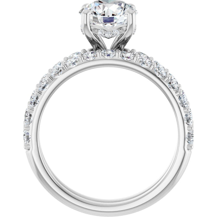 14K Accented Hidden Halo-Style White Round Lab-Grown Diamond Semi-Set Engagement Ring