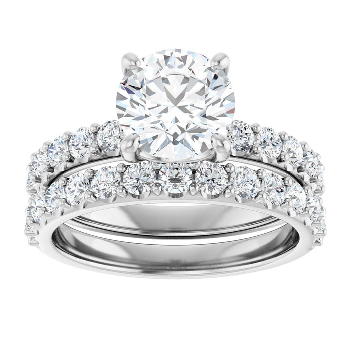 14K Accented Hidden Halo-Style White Round Lab-Grown Diamond Semi-Set Engagement Ring
