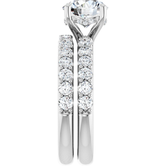 14K Accented Hidden Halo-Style White Round Lab-Grown Diamond Semi-Set Engagement Ring