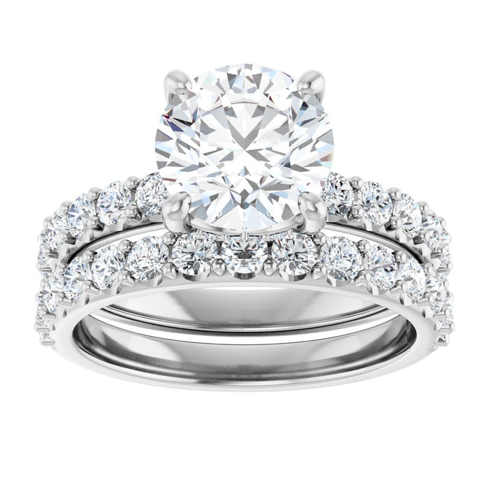 14K Accented Hidden Halo-Style White Round Lab-Grown Diamond Semi-Set Engagement Ring