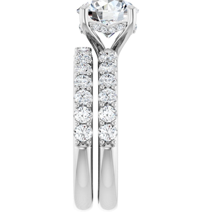 14K Accented Hidden Halo-Style White Round Lab-Grown Diamond Semi-Set Engagement Ring