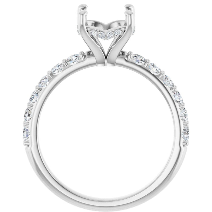 14K Accented Hidden Halo-Style White Round Lab-Grown Diamond Semi-Set Engagement Ring