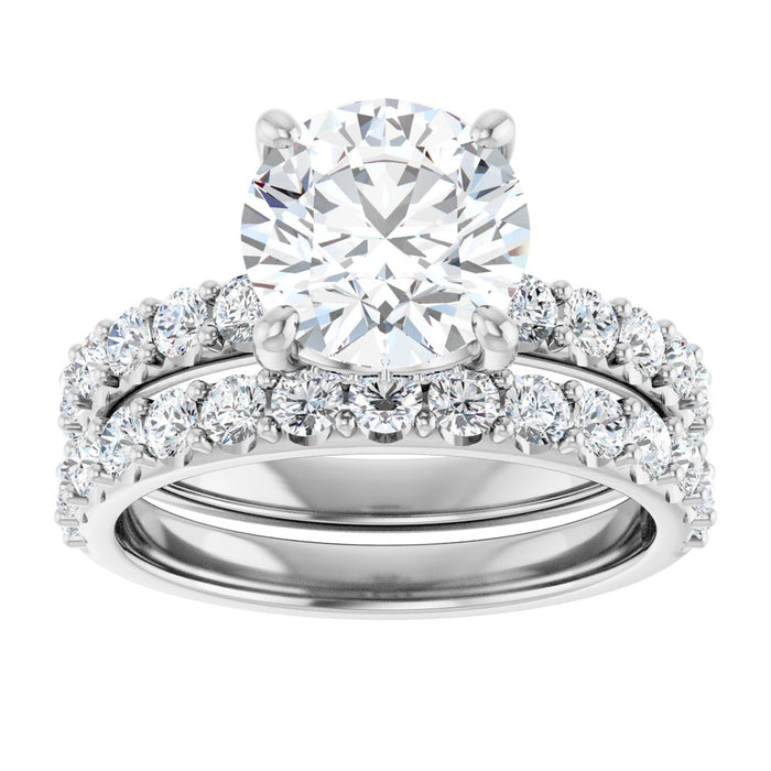 14K Accented Hidden Halo-Style White Round Lab-Grown Diamond Semi-Set Engagement Ring