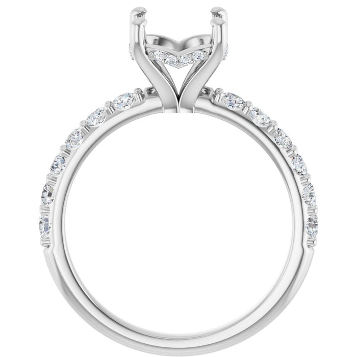 14K Accented Hidden Halo-Style White Round Lab-Grown Diamond Semi-Set Engagement Ring