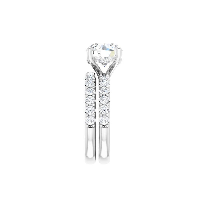 14K Accented Hidden Halo-Style White Round Lab-Grown Diamond Semi-Set Engagement Ring