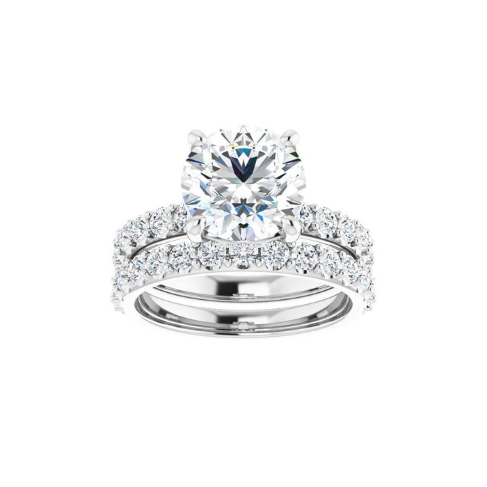 14K Accented Hidden Halo-Style White Round Lab-Grown Diamond Semi-Set Engagement Ring