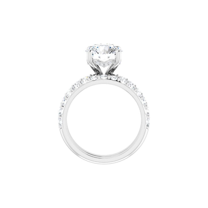 14K Accented Hidden Halo-Style White Round Lab-Grown Diamond Semi-Set Engagement Ring